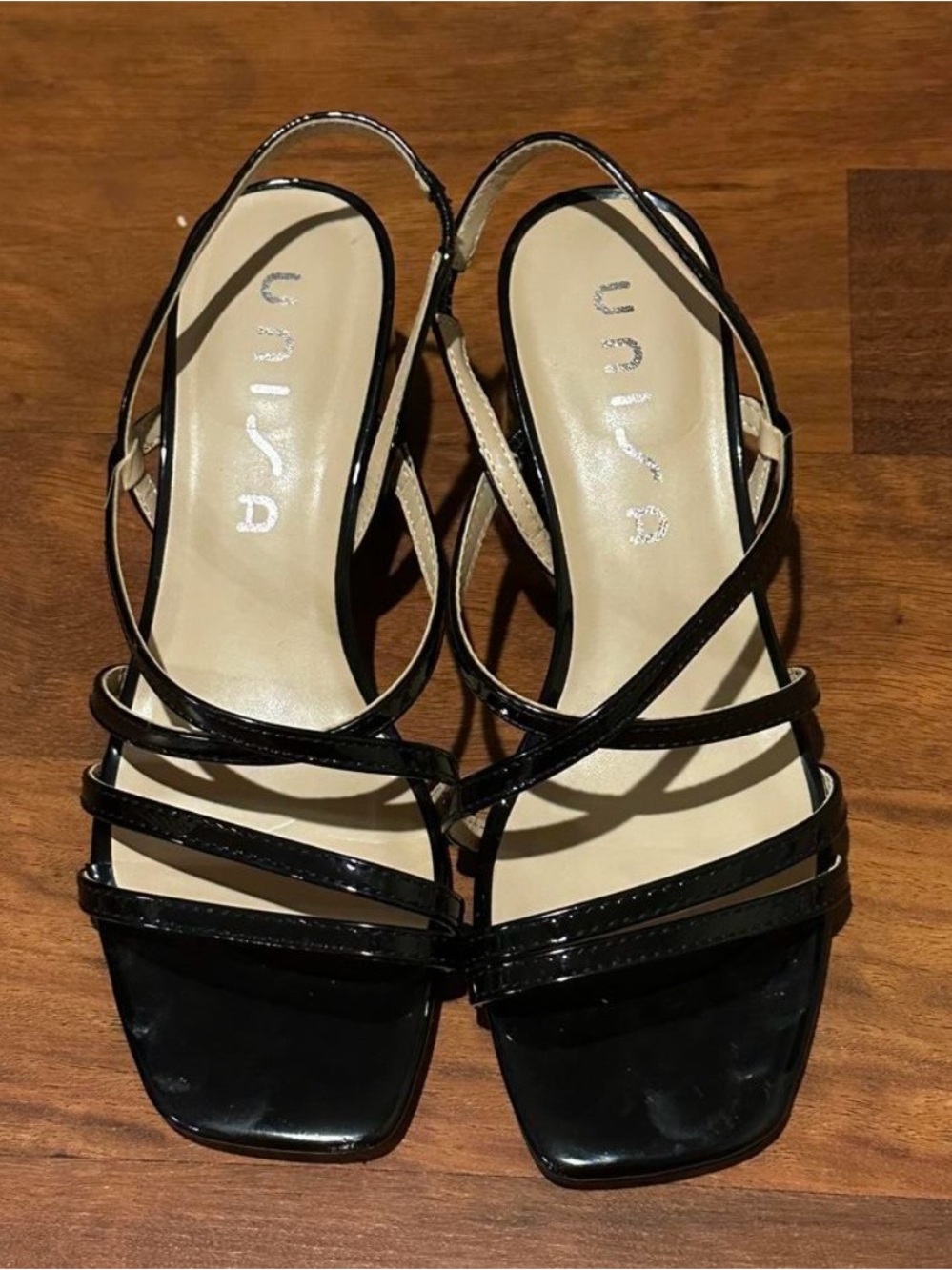 Unisa Black Patent Strappy Slingback Sandals